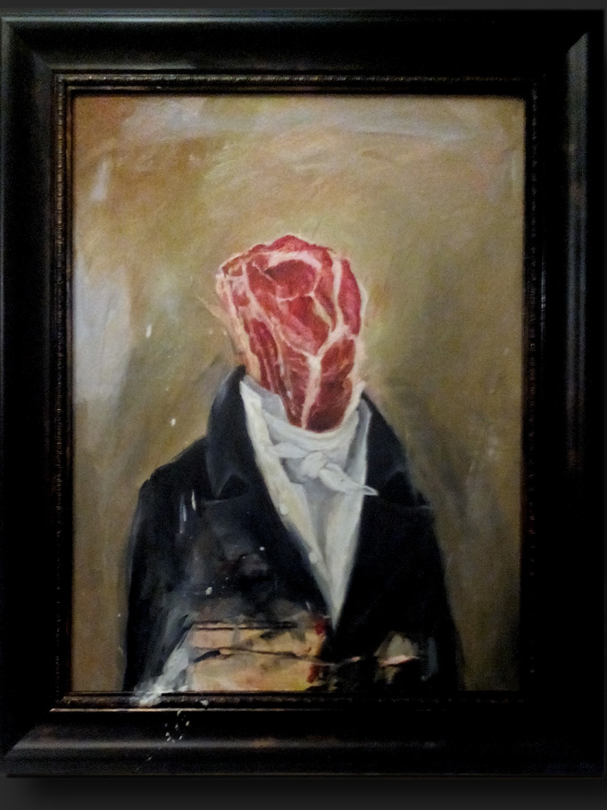 Meat head painting, Hong Kong artist - Justo Cascante