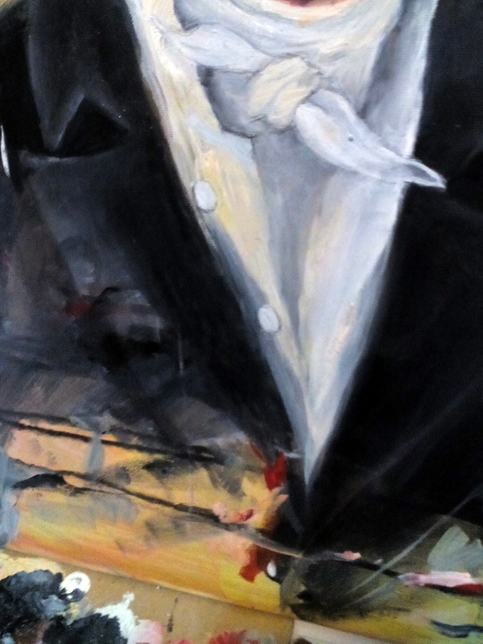 Hong Kong Contemporary Art, Detail of painting on Canvas by Justo Cascante 