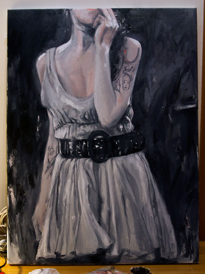 Justo Cascante painting Amy Winehouse