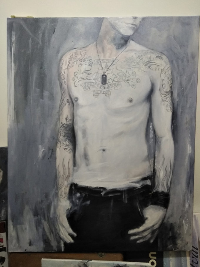 Chester Bennington Linkin Park Hong Kong artist painting Oil on Canvas by Justo Cascante III