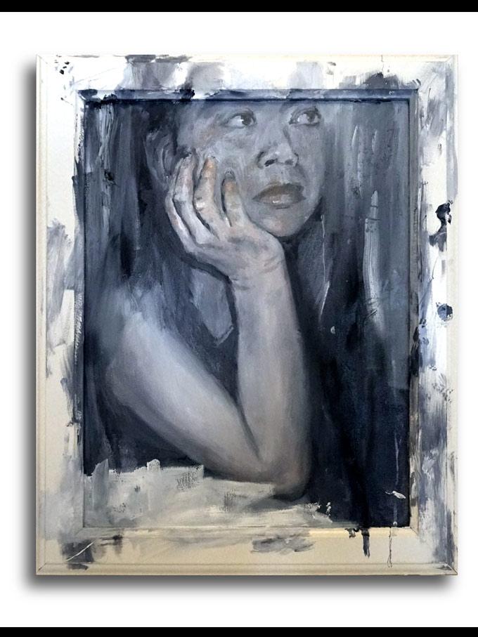 Justo Cascante painting at LUCCA art fair